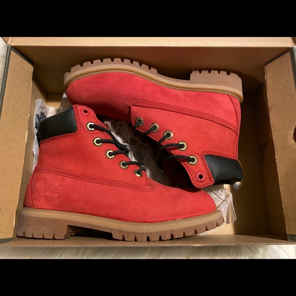 red nubuck timberlands
